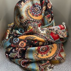 Multicolored 52” Square Mulberry Silk Neck Scarf